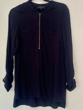 Atmosphere Black linen long sleeve dress shirt with zipper US size 6.